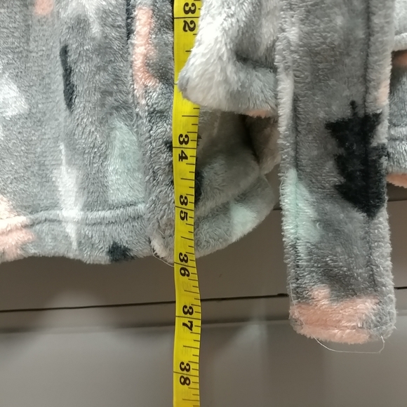 Plush Robe Tree Design Ladies Small w/ Pockets Belt Gray Black Pink Green White - Picture 6 of 16